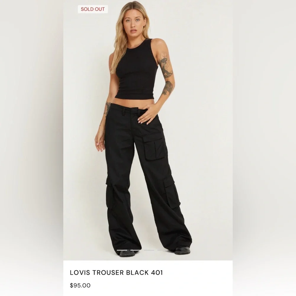 MOTEL LOVIS TROUSER CARGO BLACK 401 SIZE XL RETAIL $95 SOLD OUT NWT - Picture 2 of 7